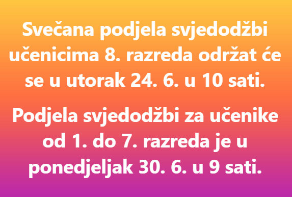 Podjela svjedodžbi