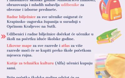 Obavijesti prije početka nove školske godine
