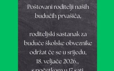 Roditeljski sastanak za buduće školske obveznike